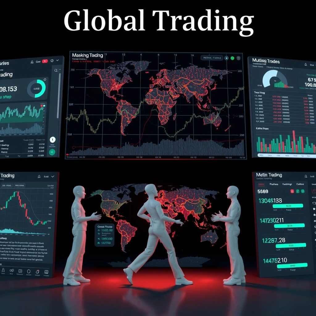 Comunidad global de traders interactuando en una plataforma digital multifuncional