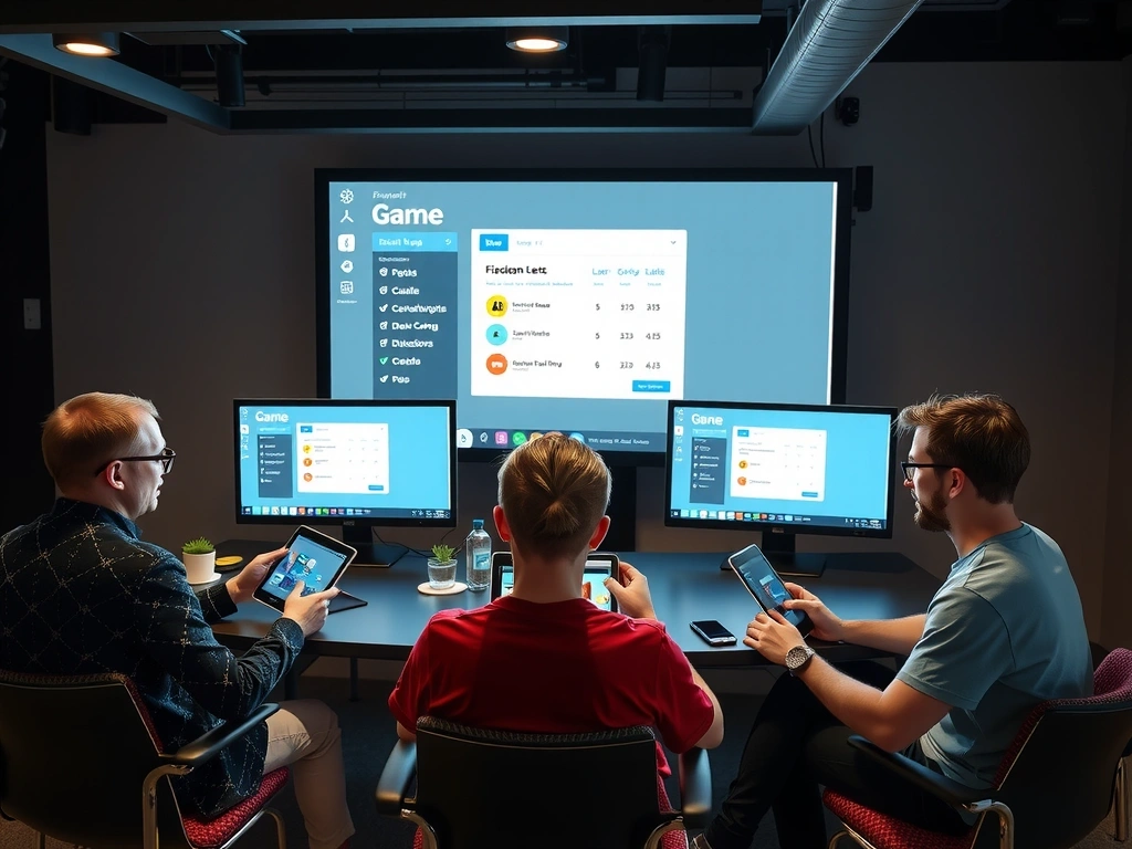 Equipo de trabajo creando juegos educativos